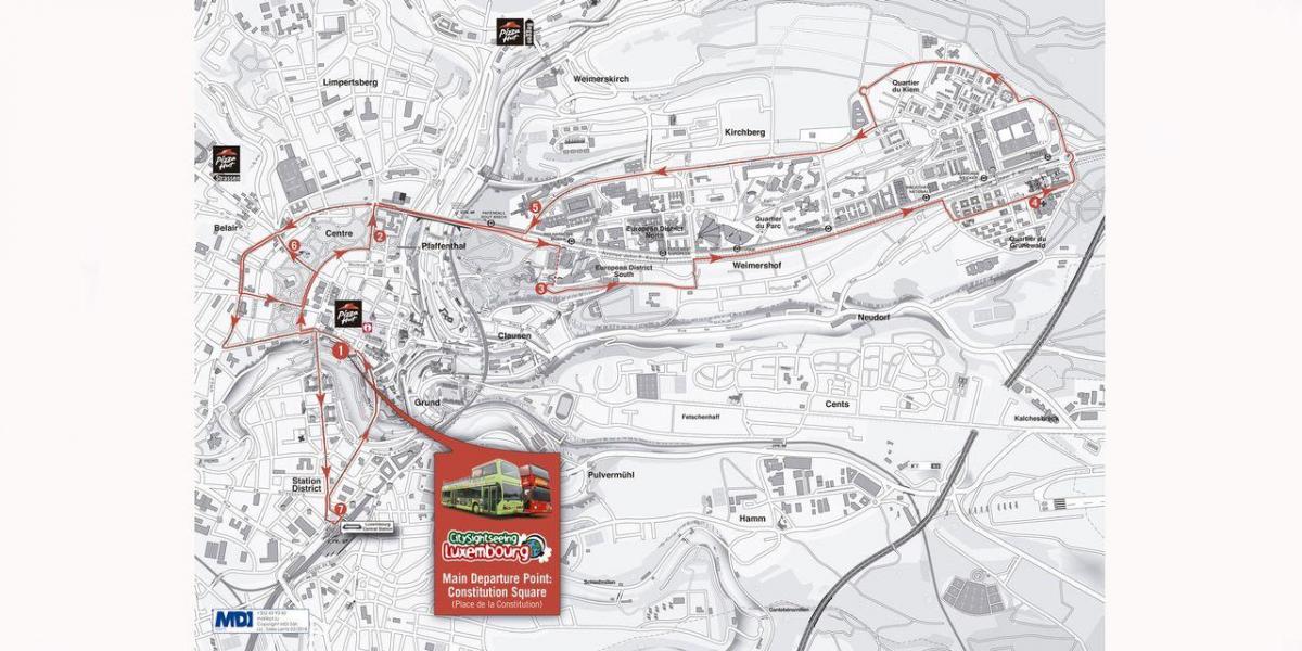 Karte von hop-on-hop-off-Luxemburg