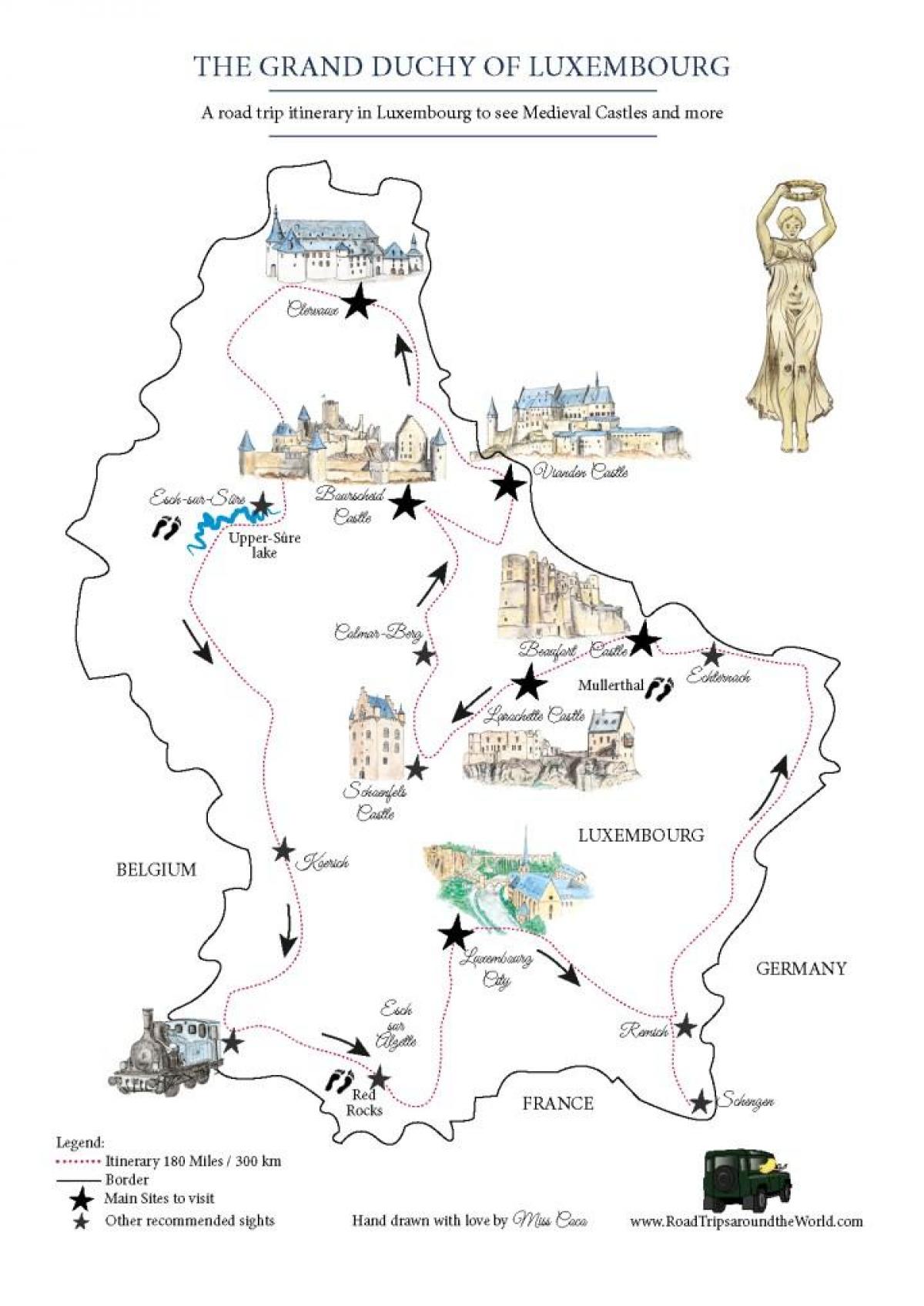 Karte der Burgen in Luxemburg