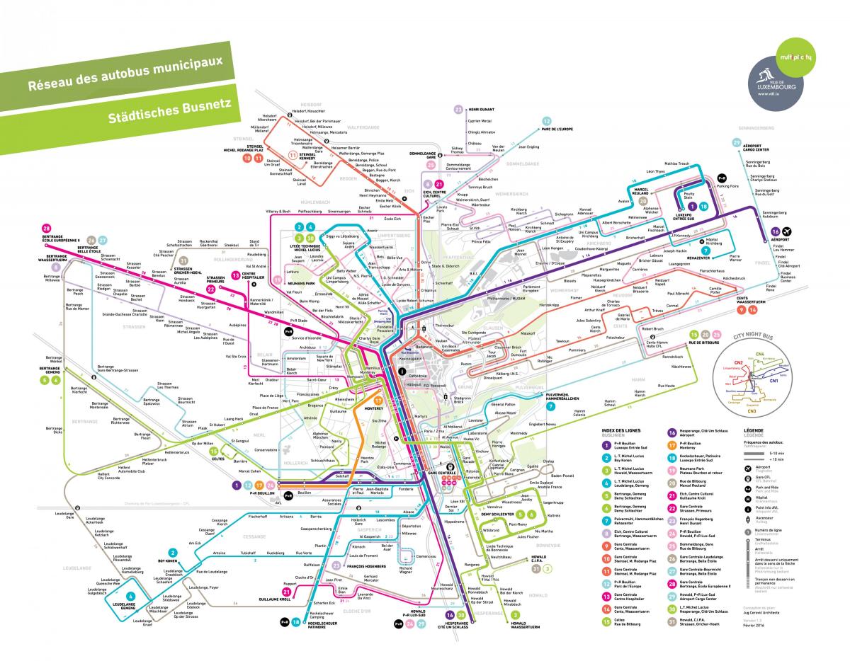Karte von Luxemburg den öffentlichen transport