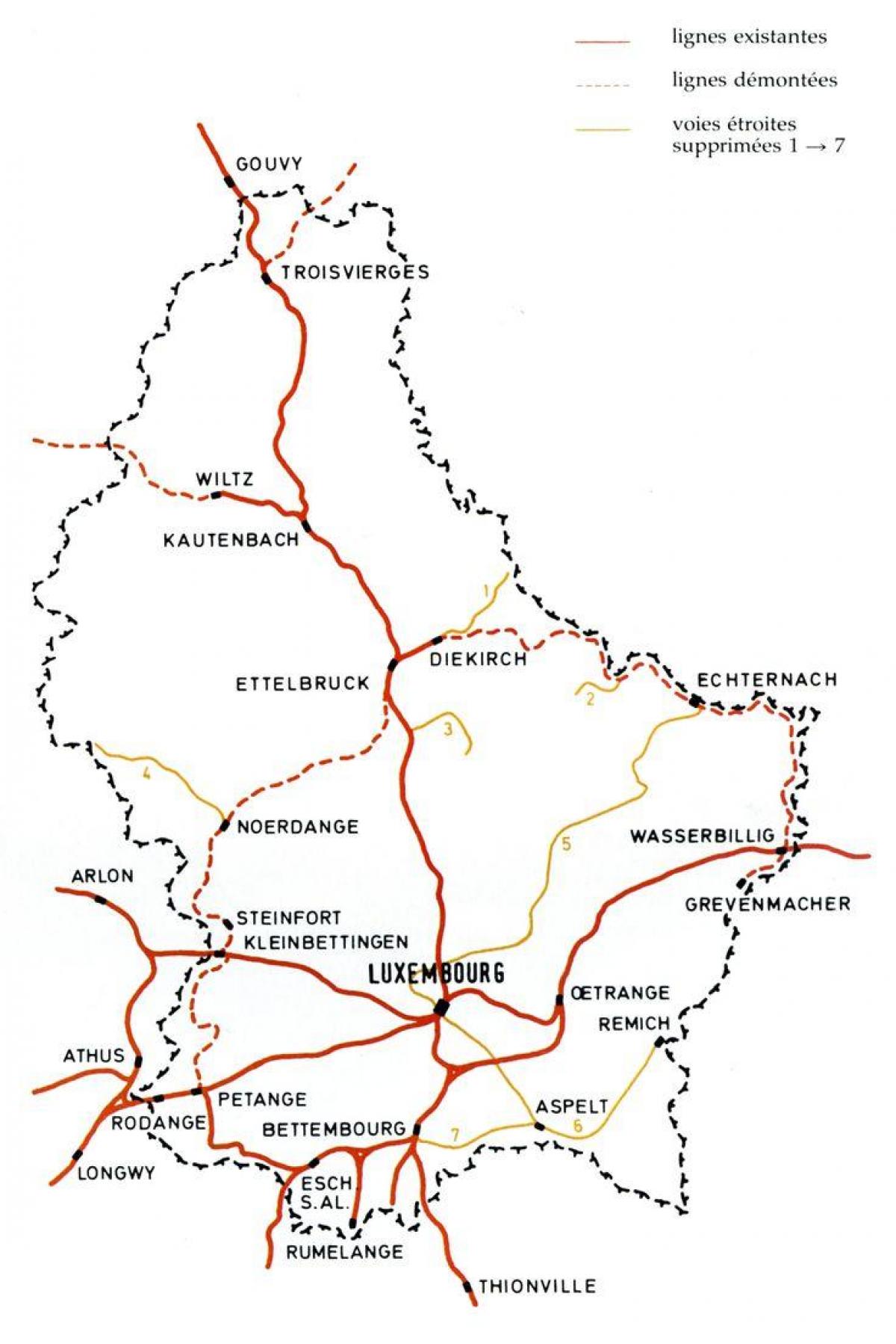 Luxembourg train station map - Karte von Luxemburg Bahnhof (Western